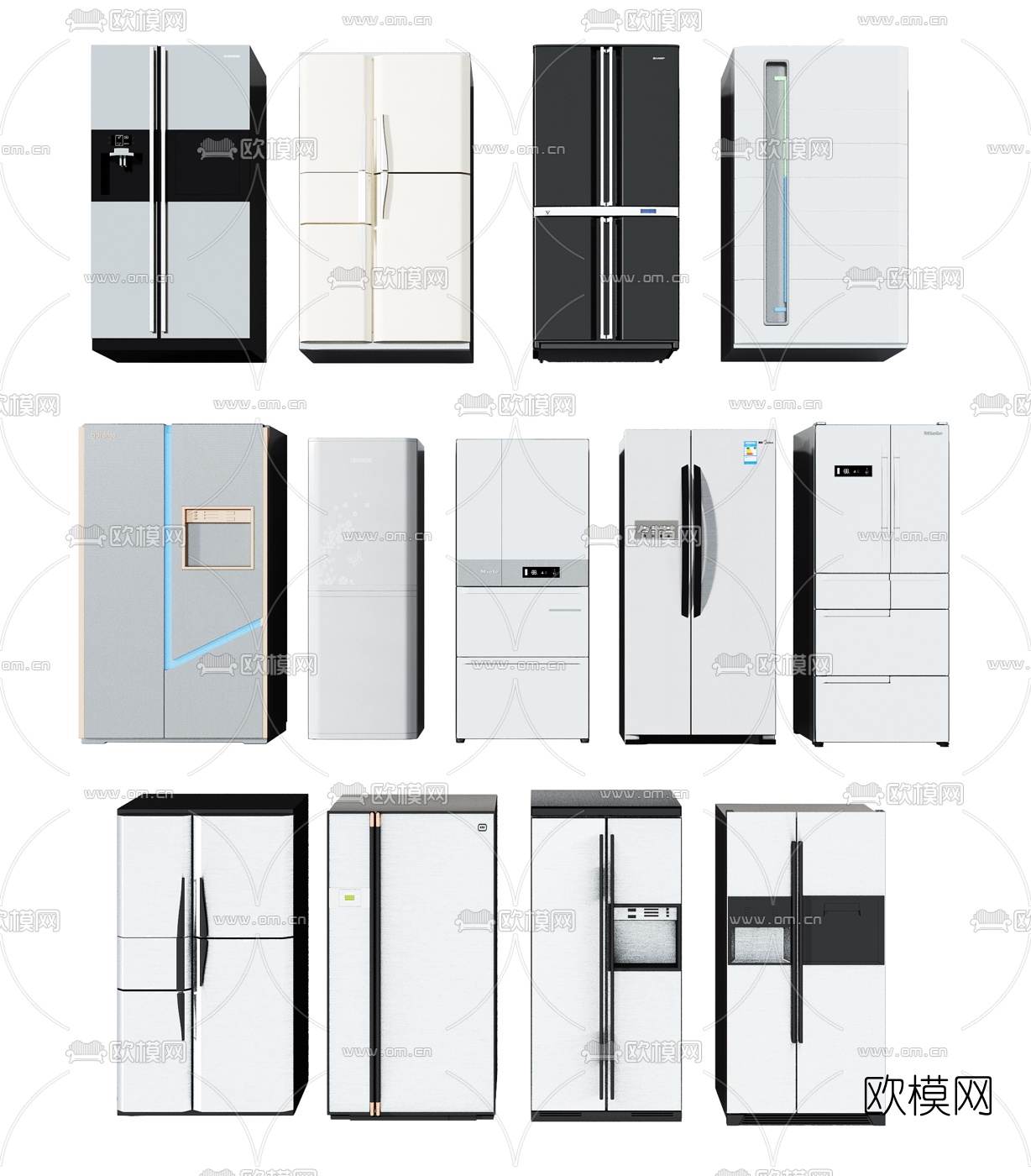 现代智能冰箱3d模型下载