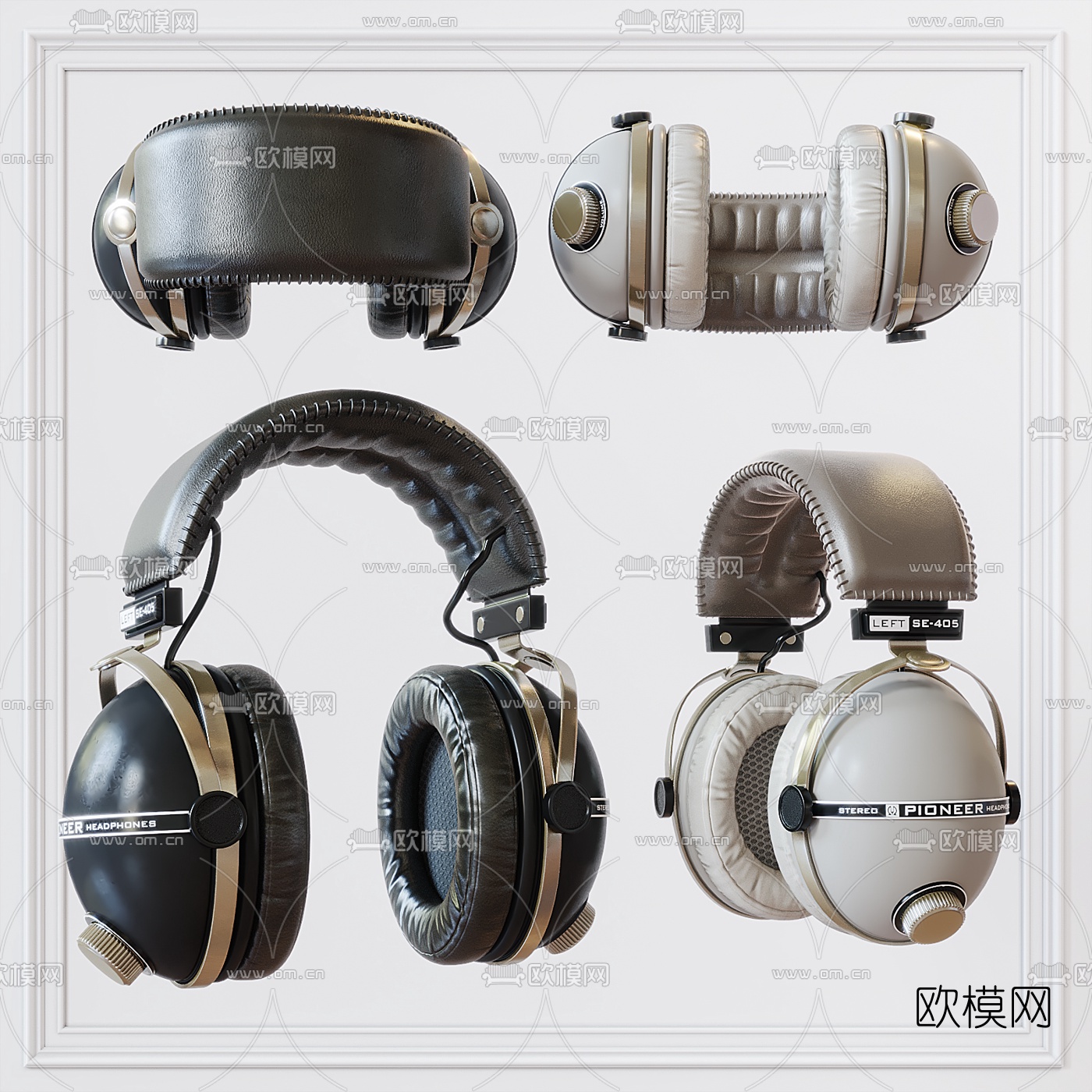 现代无线头戴式耳机3d模型