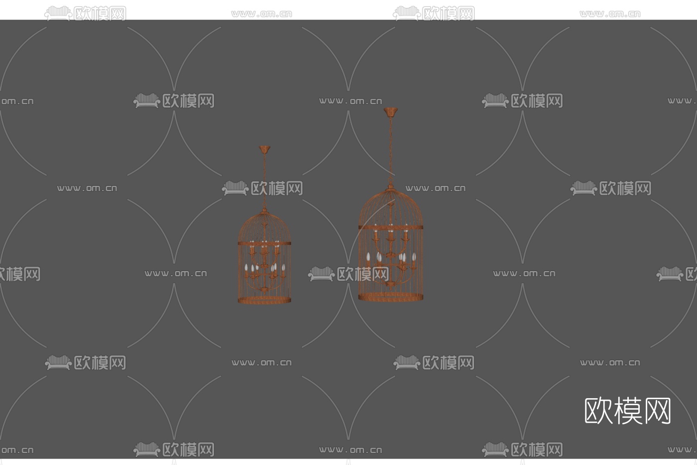 欧式金属烛台吊灯su模型下载