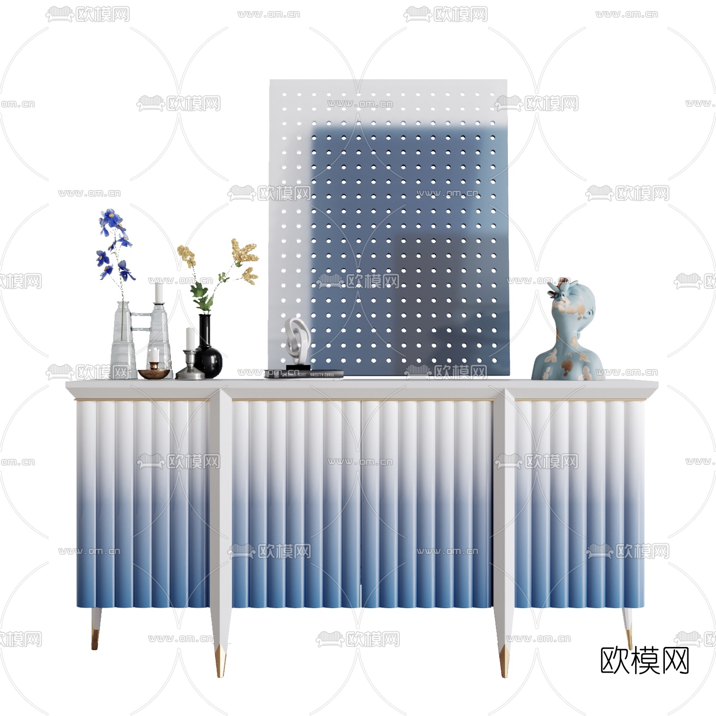 现代轻奢玄关柜3d模型