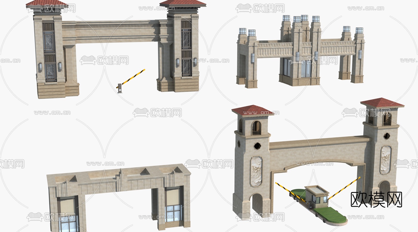 欧式小区入口大门3d模型