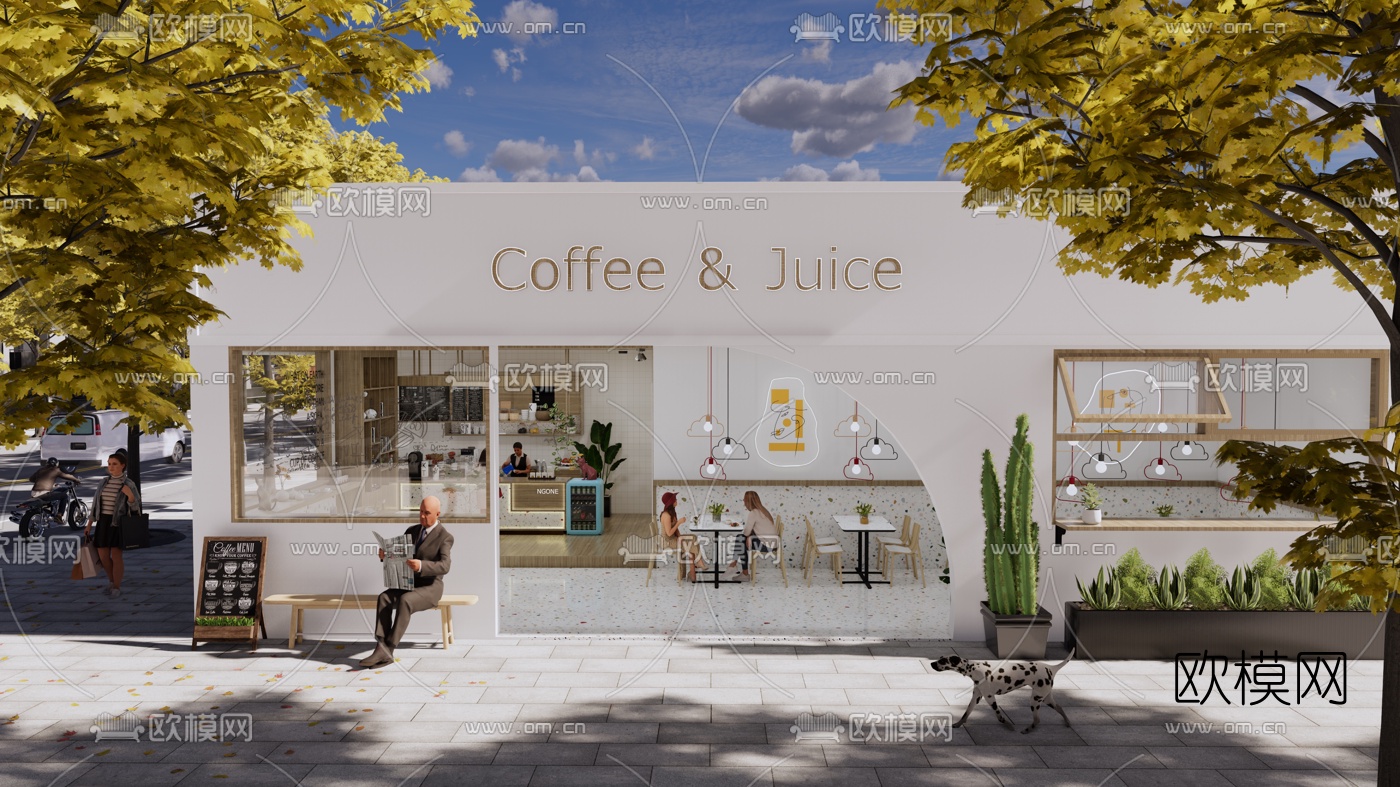 现代咖啡厅su模型下载（渲染图1）