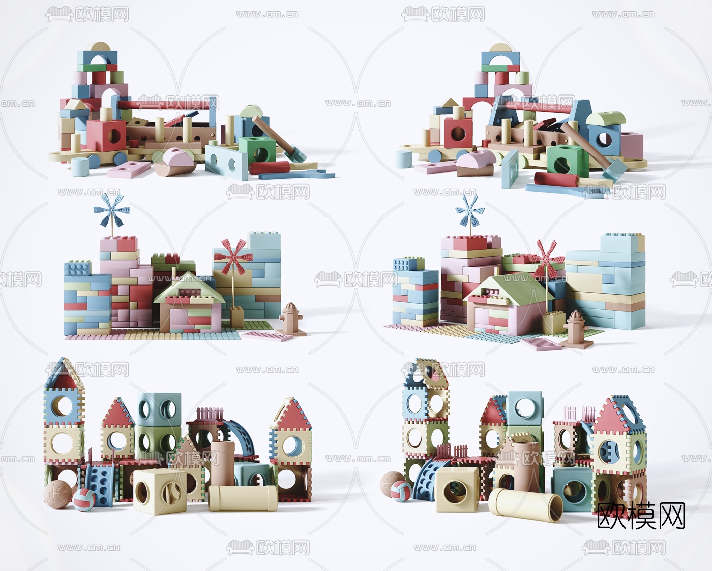 现代儿童积木玩具3d模型下载