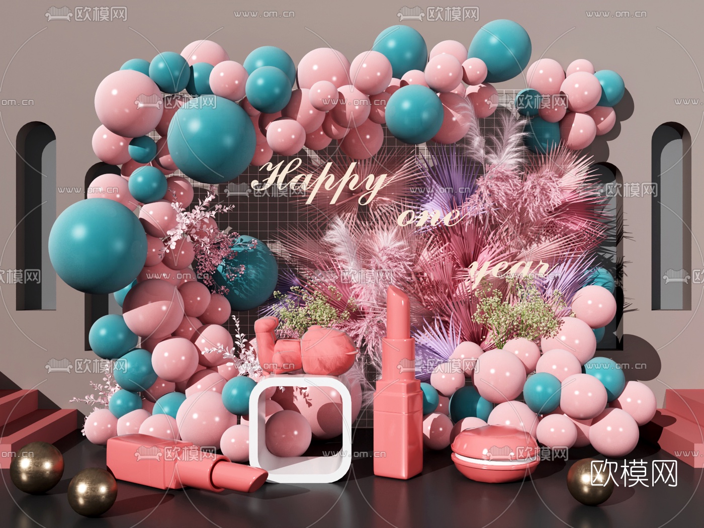 现代花艺气球美陈3d模型