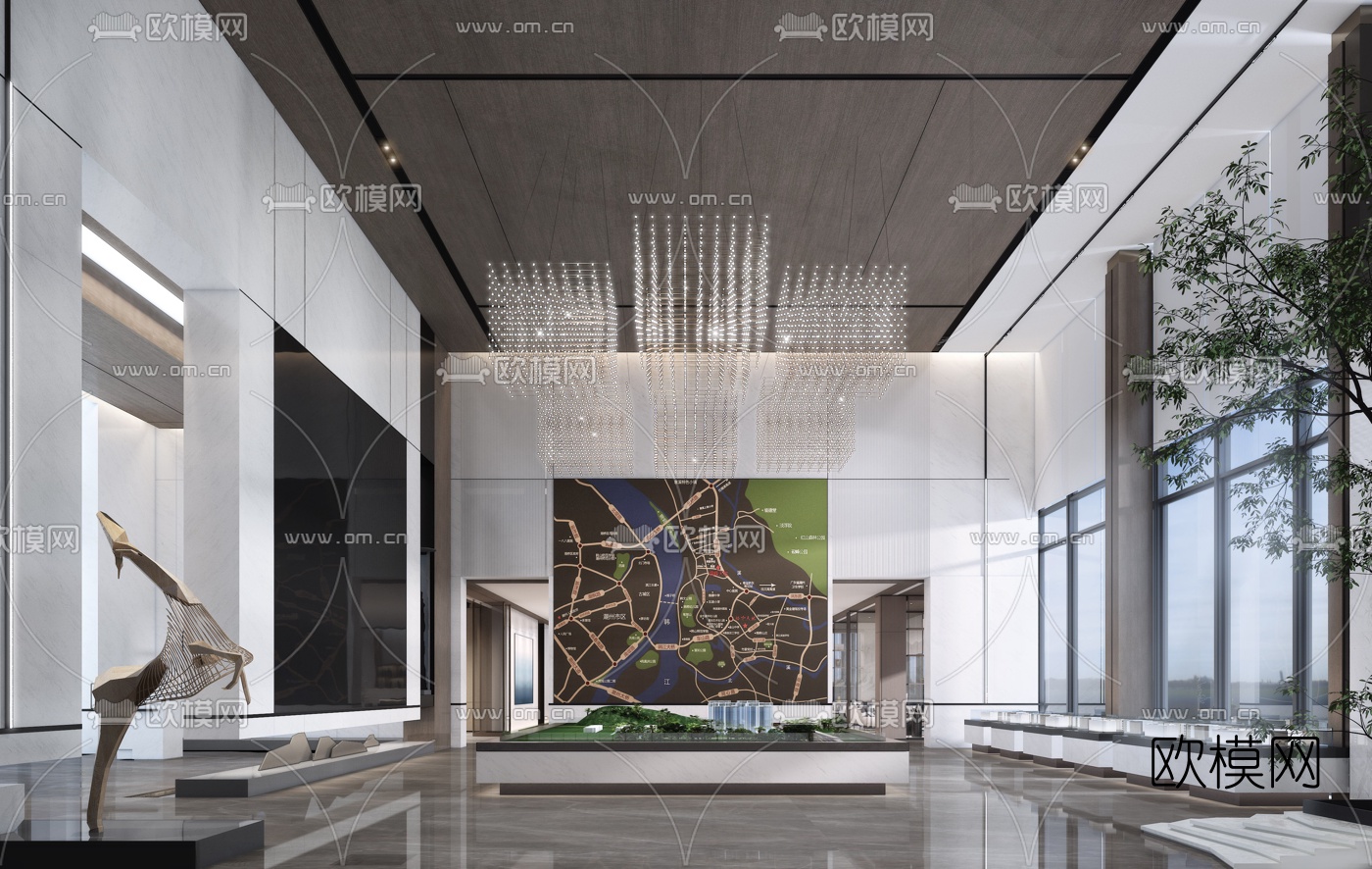 现代售楼部前台3d模型