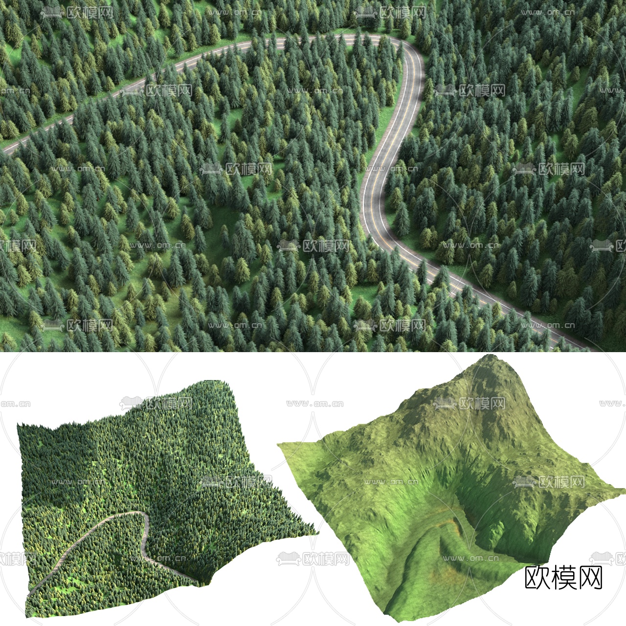现代山林公路园林景观3d模型