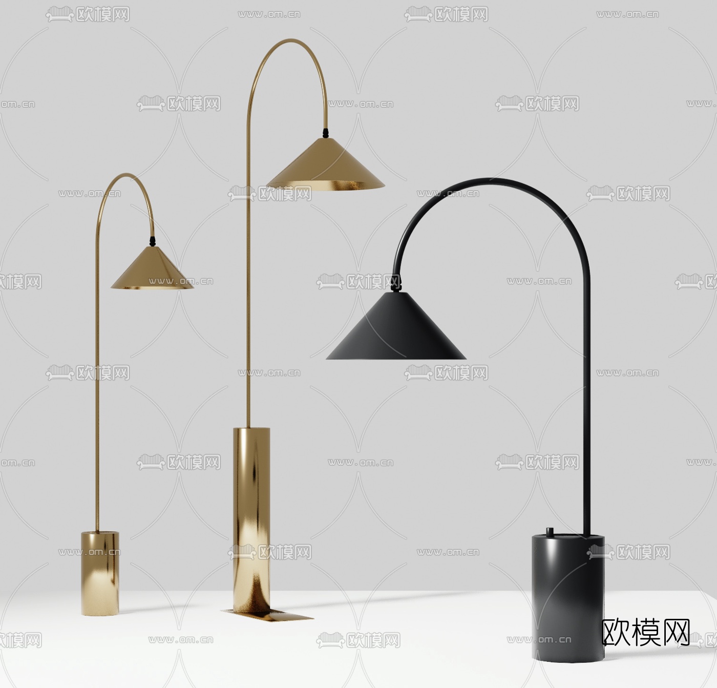 现代轻奢落地灯su模型下载（渲染图1）