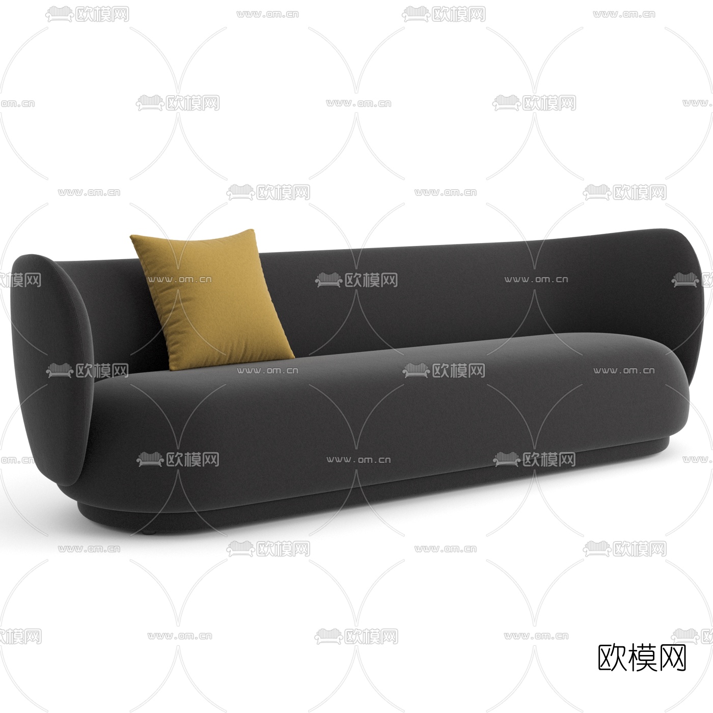 现代布艺弧形多人沙发3d模型
