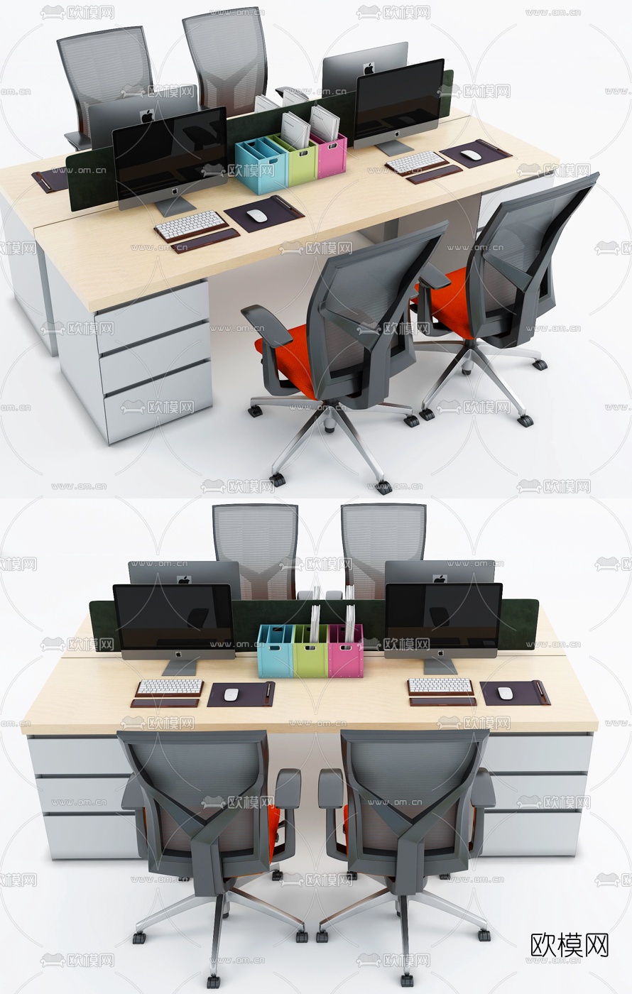 现代办公桌屏风卡位3d模型