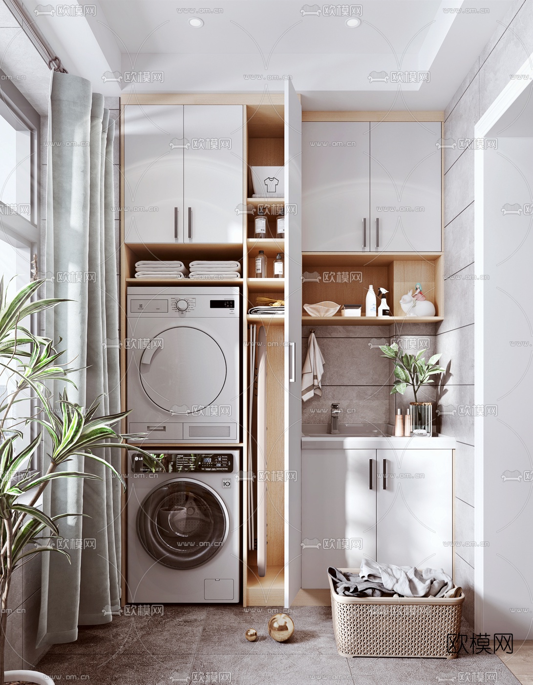 北欧阳台洗衣房3d模型下载
