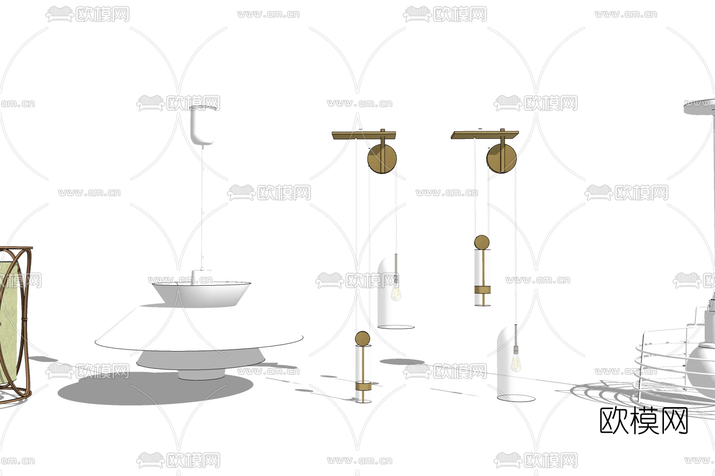 现代金属吊灯免费su模型下载