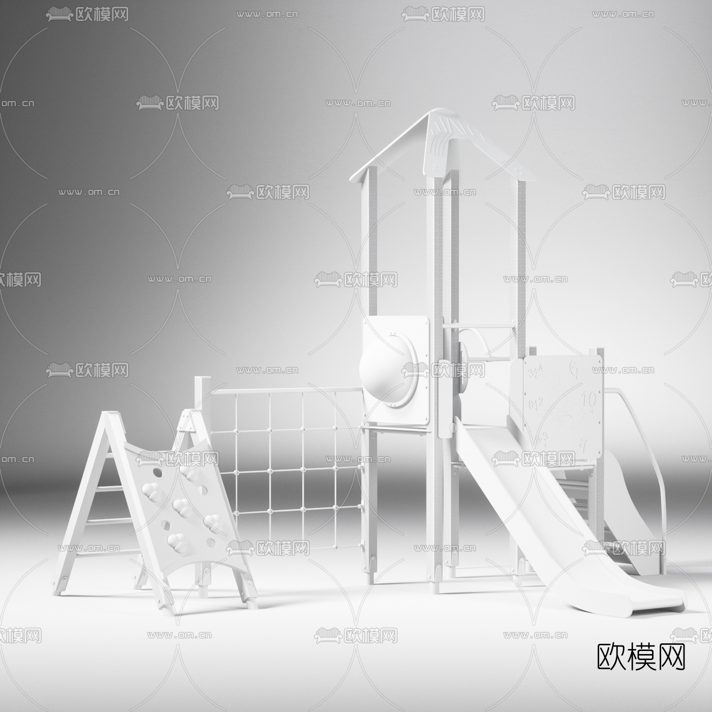 现代幼儿园滑梯3d模型