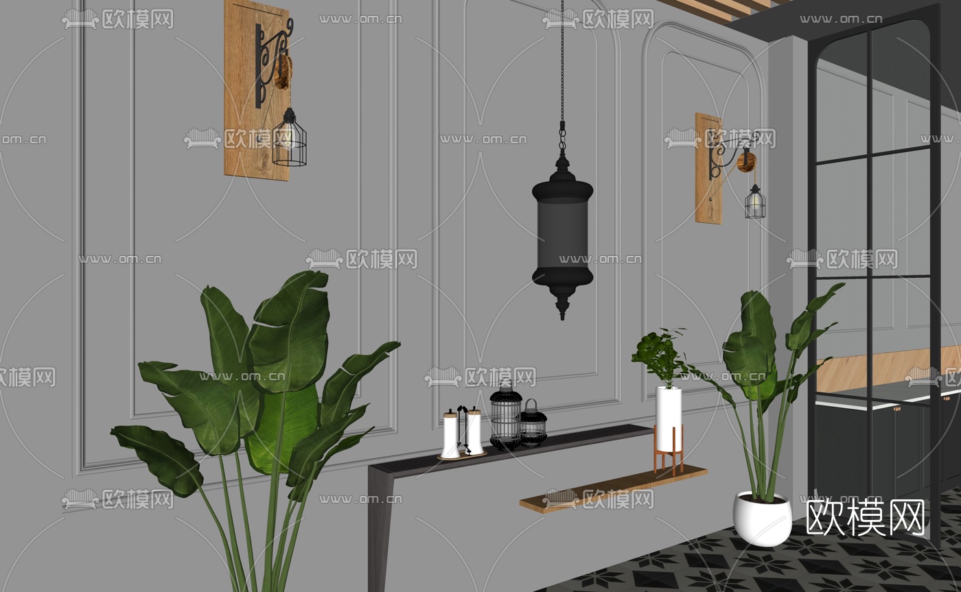 工业风咖啡厅su模型下载（渲染图7）