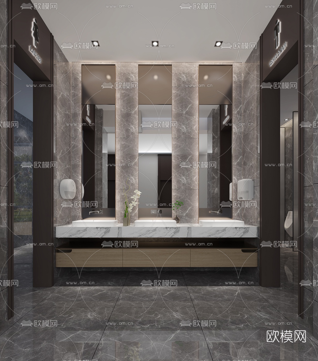 现代公共卫生间3d模型