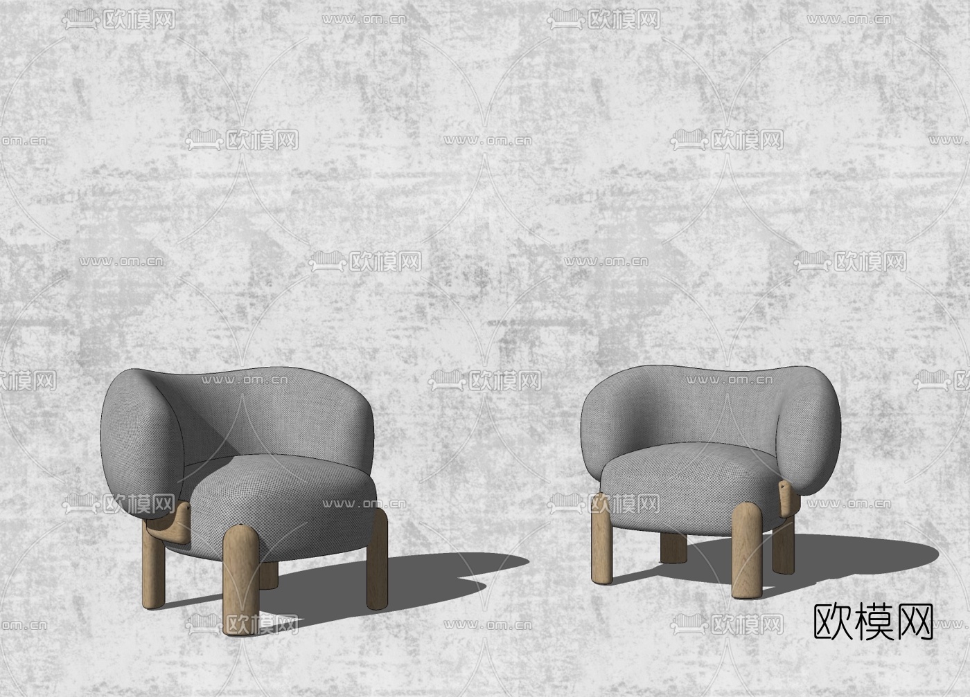 北欧布艺休闲沙发su模型下载