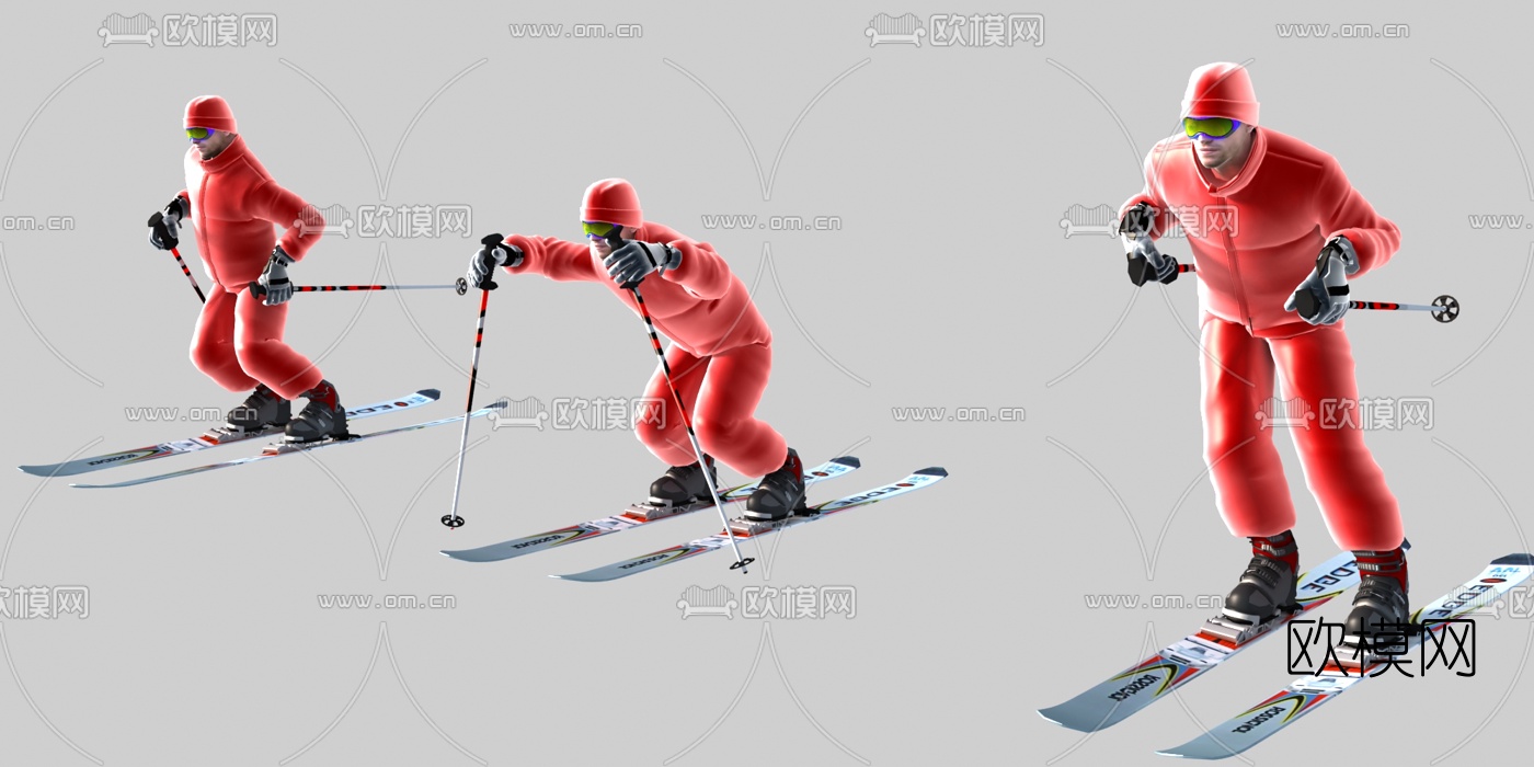 现代滑雪人物3d模型下载（渲染图2）