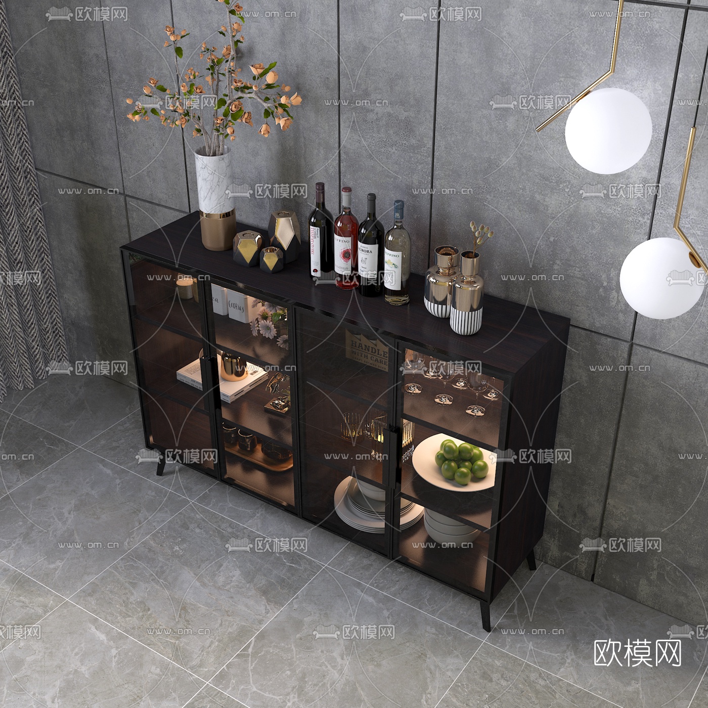 北欧简约储物柜免费3d模型