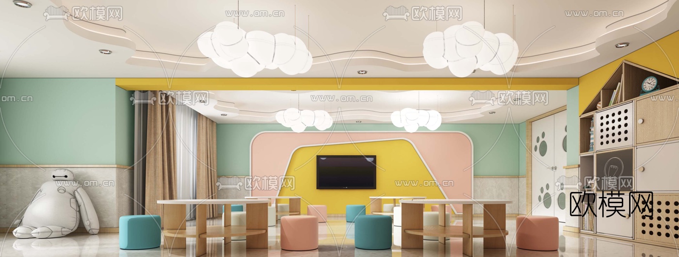 现代幼儿园教室3d模型