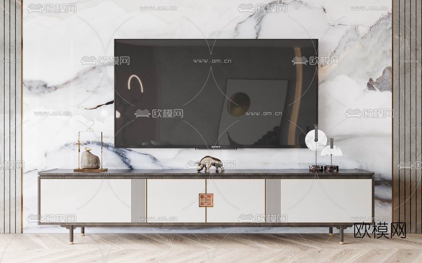 新中式电视柜3d模型