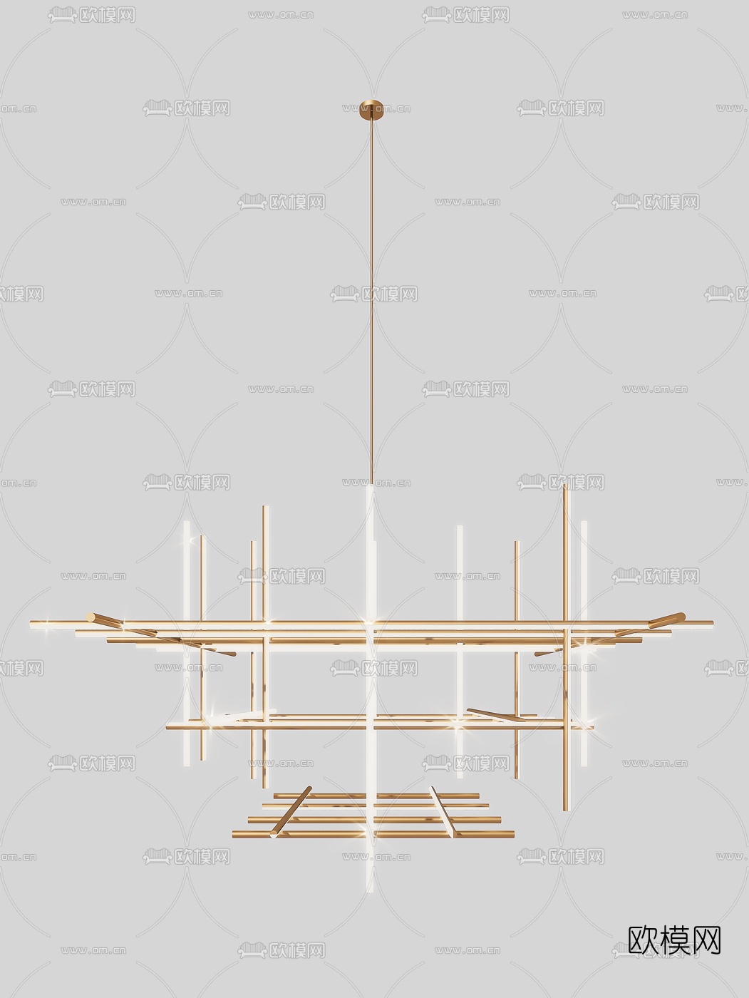 现代极简矩阵装饰吊灯3d模型下载（渲染图4）