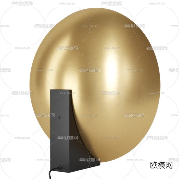 现代圆形金属台灯3d模型下载(渲染图2)