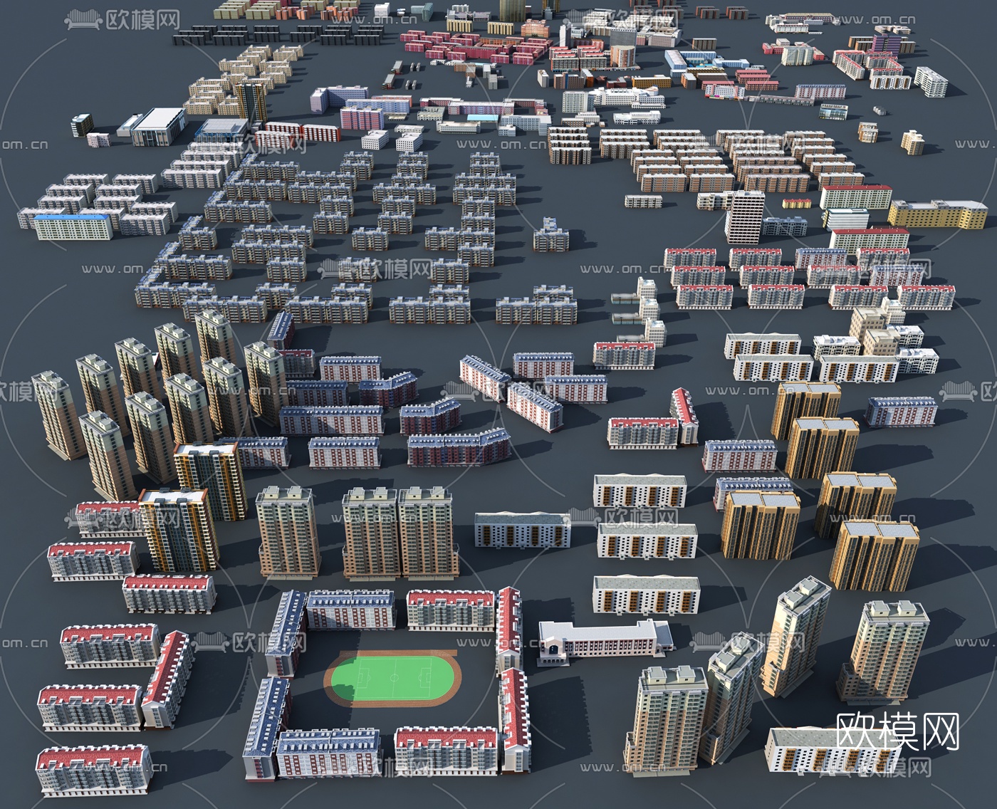 现代学校高层住宅楼建筑构件3d模型