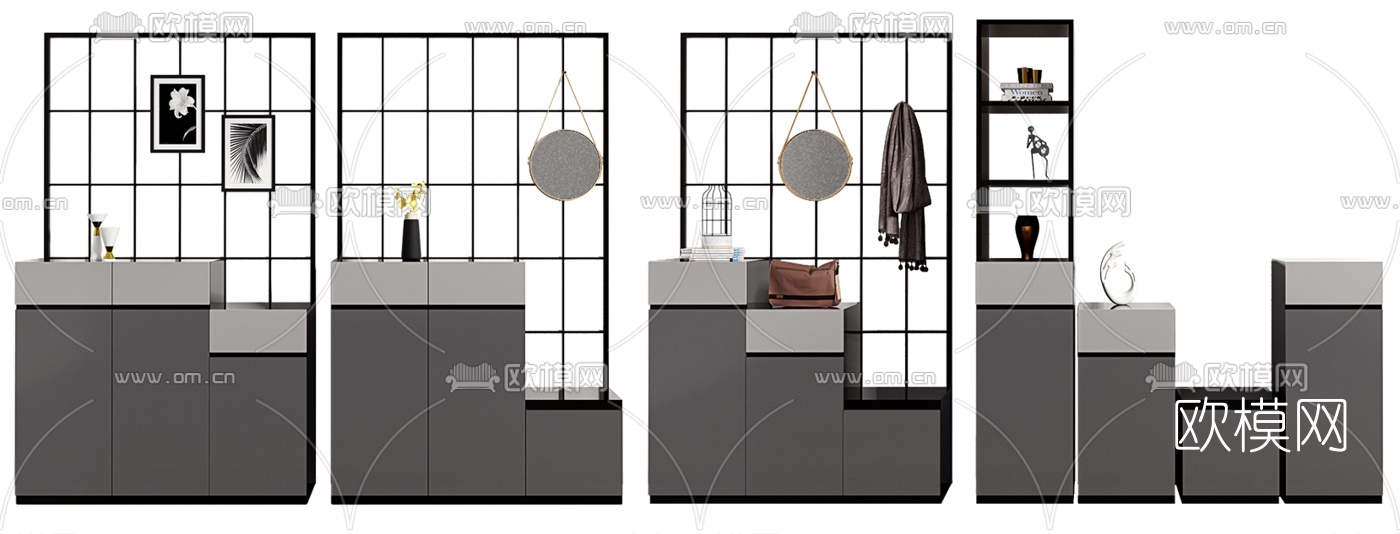 北欧多功能隔断鞋柜3d模型下载（渲染图3）