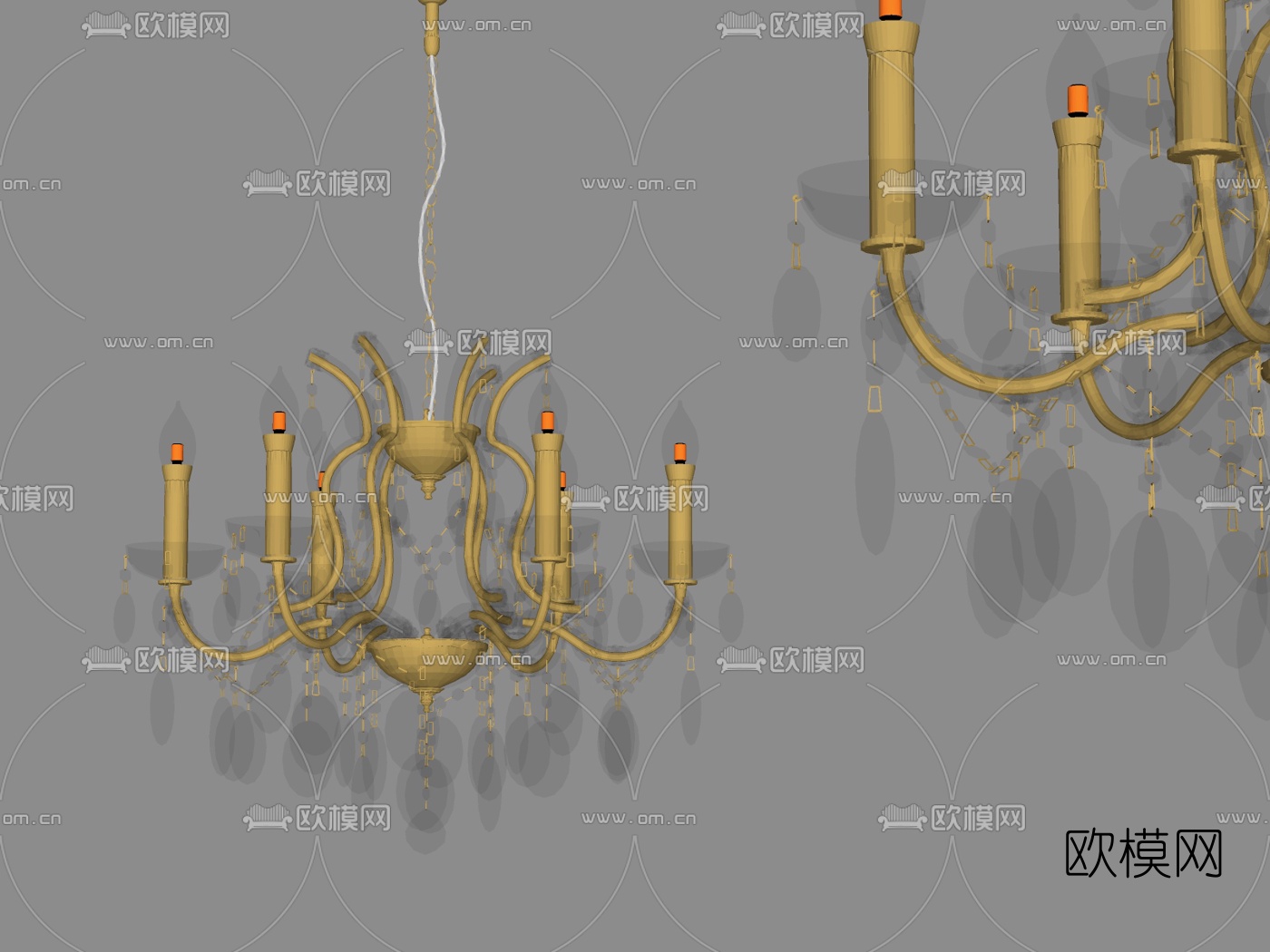 欧式水晶吊灯su模型下载（渲染图2）