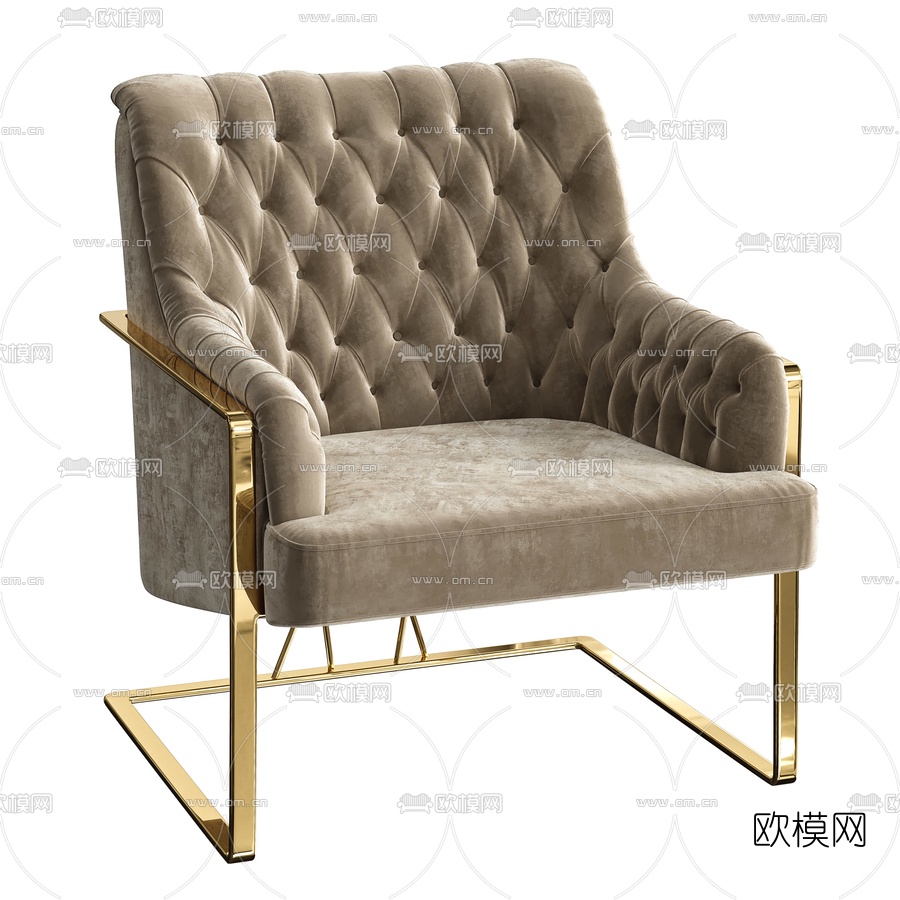 简欧绒布休闲椅3d模型