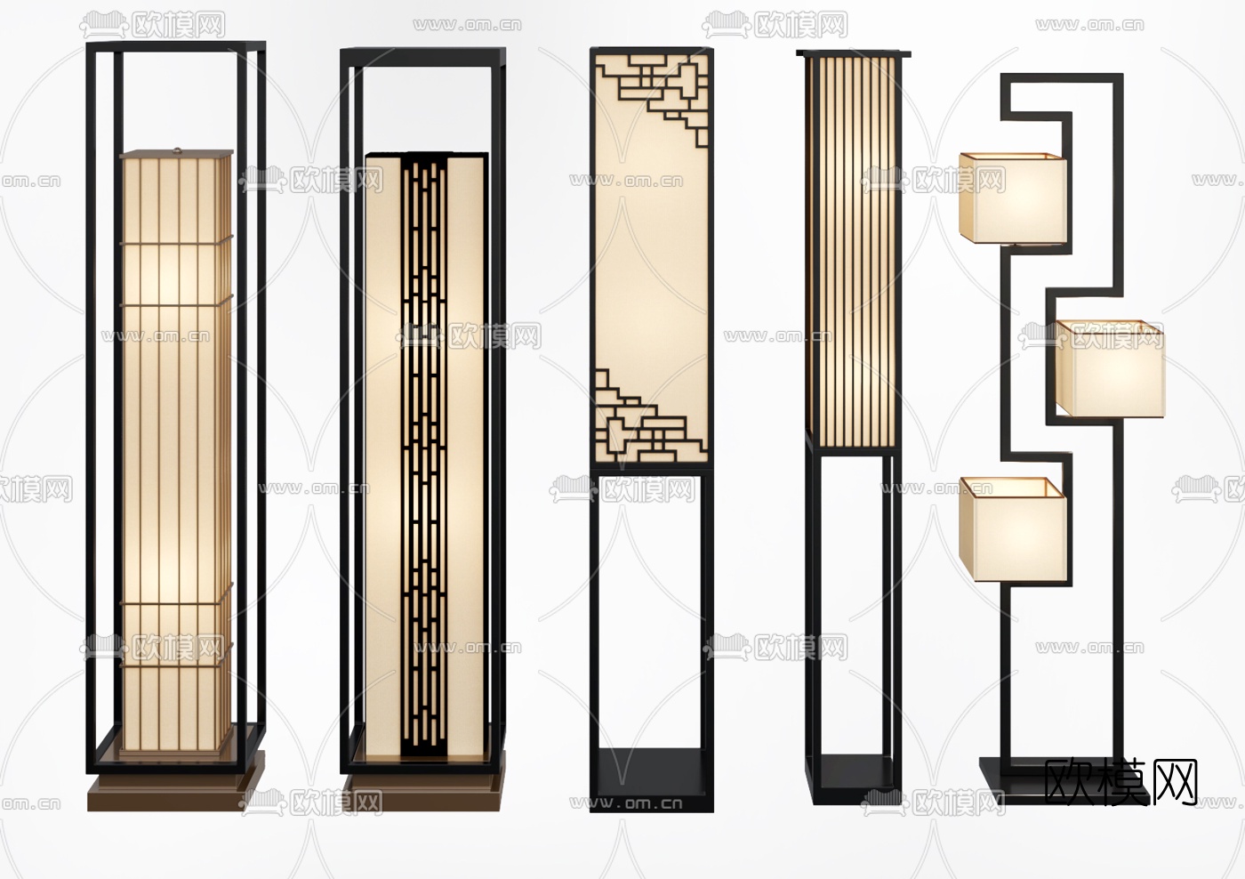 新中式落地灯su模型下载（渲染图2）
