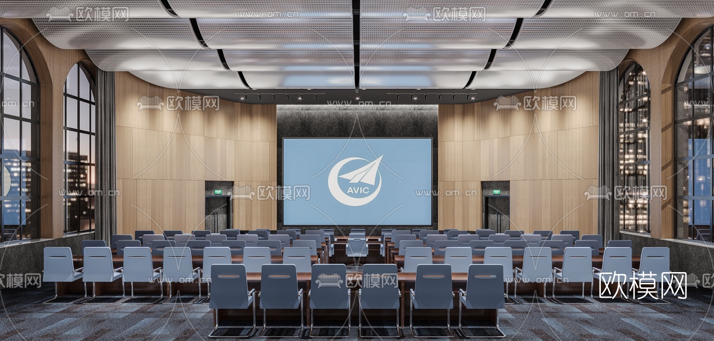 现代酒店会议厅3d模型