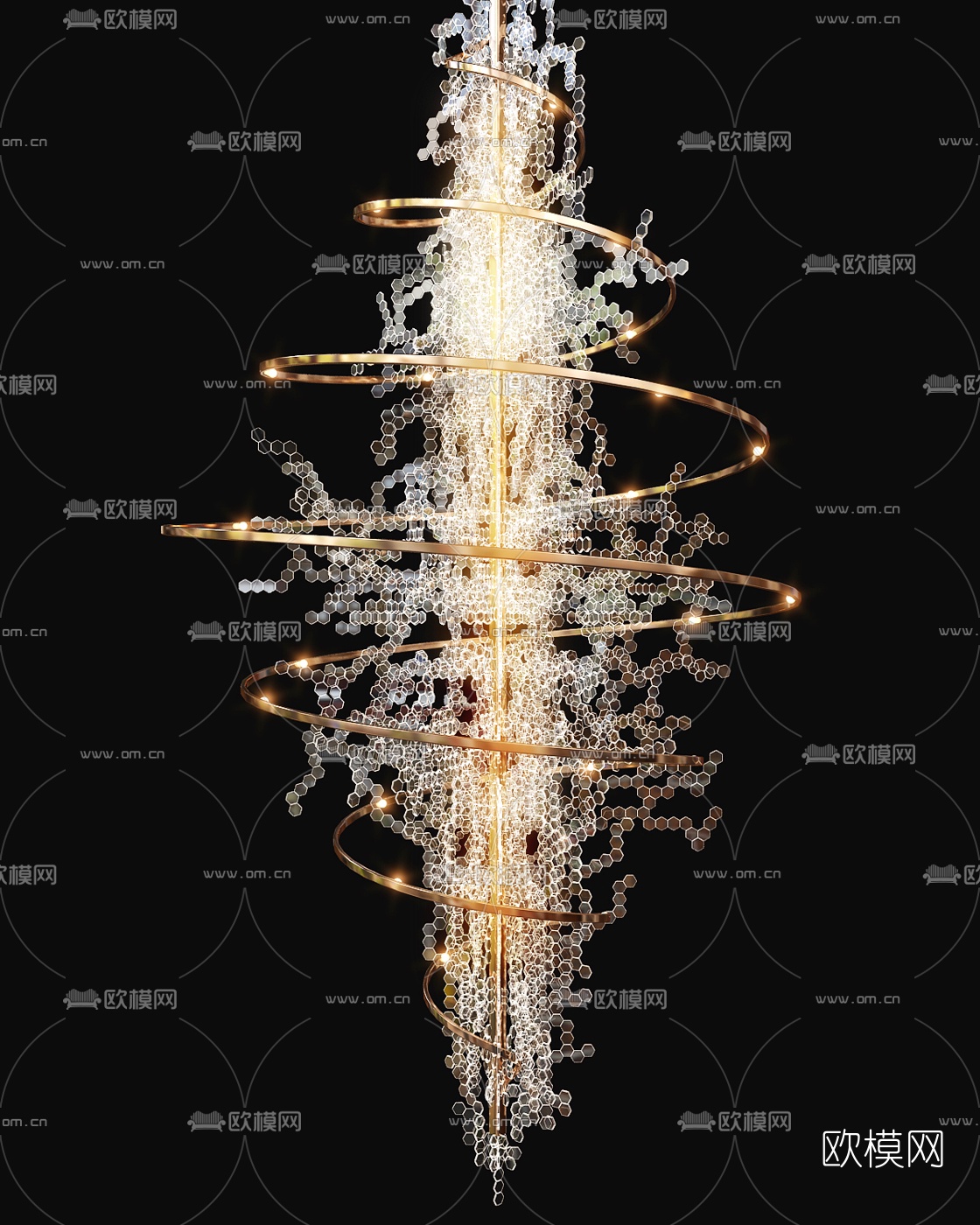现代水晶环形装饰灯3d模型下载