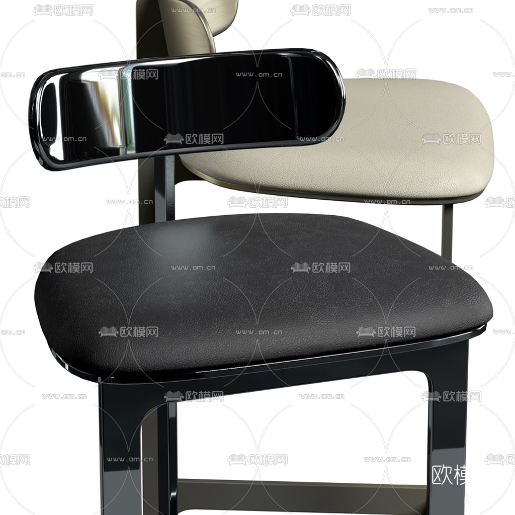 工业风烤漆皮革吧椅3d模型下载（渲染图2）