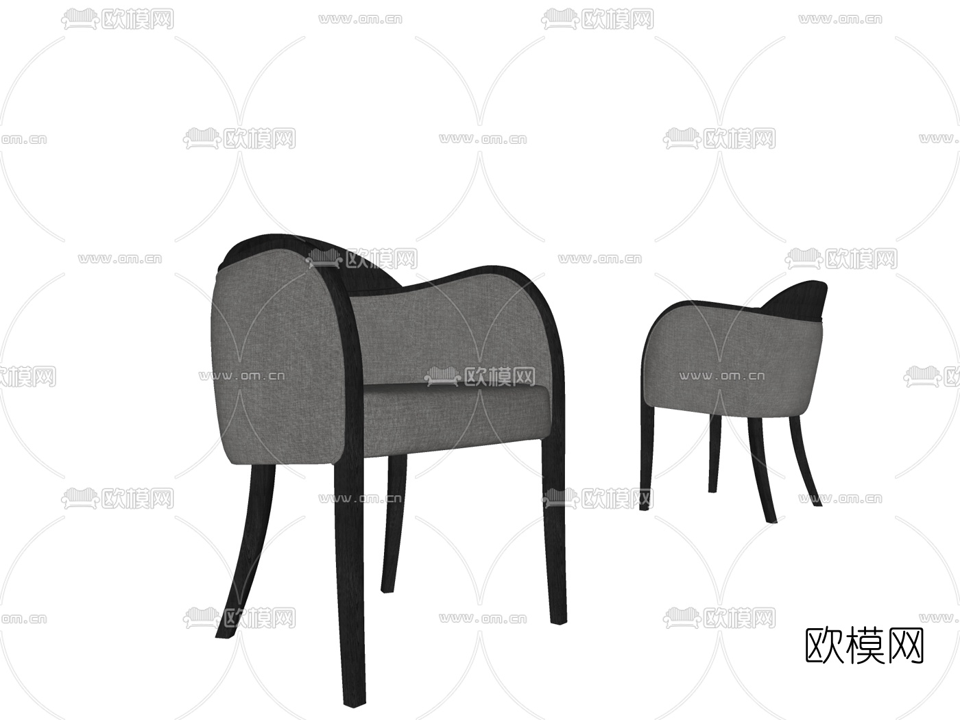 现代布艺单椅su模型下载