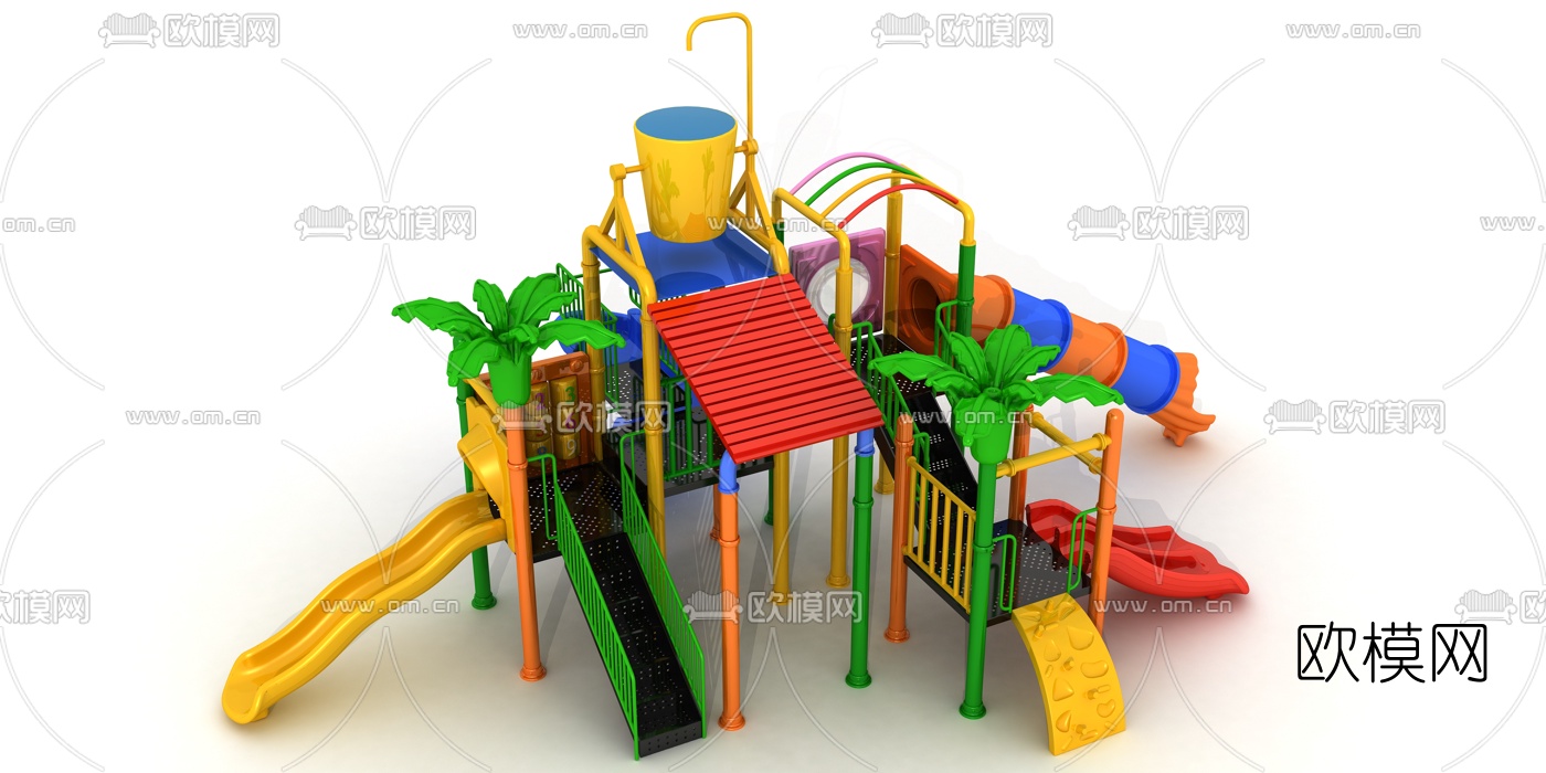 现代儿童滑梯游乐设备3d模型下载