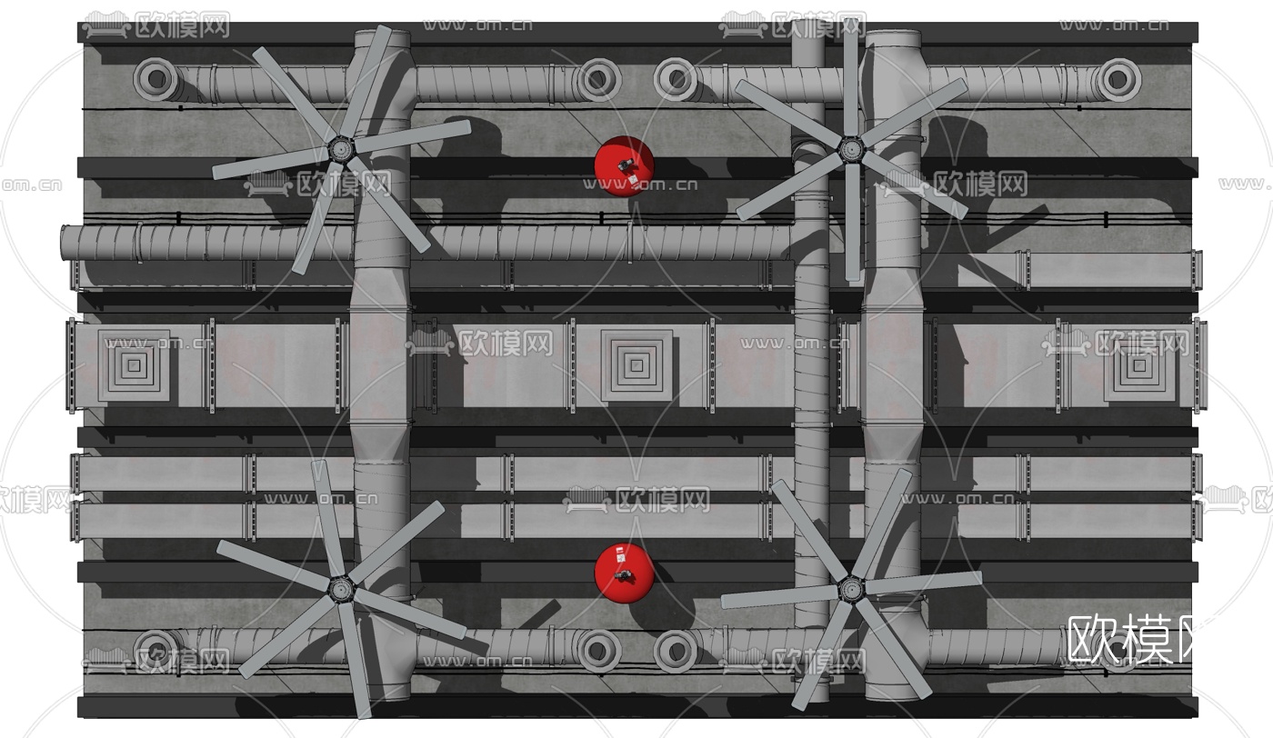 工业风管道线槽su模型下载