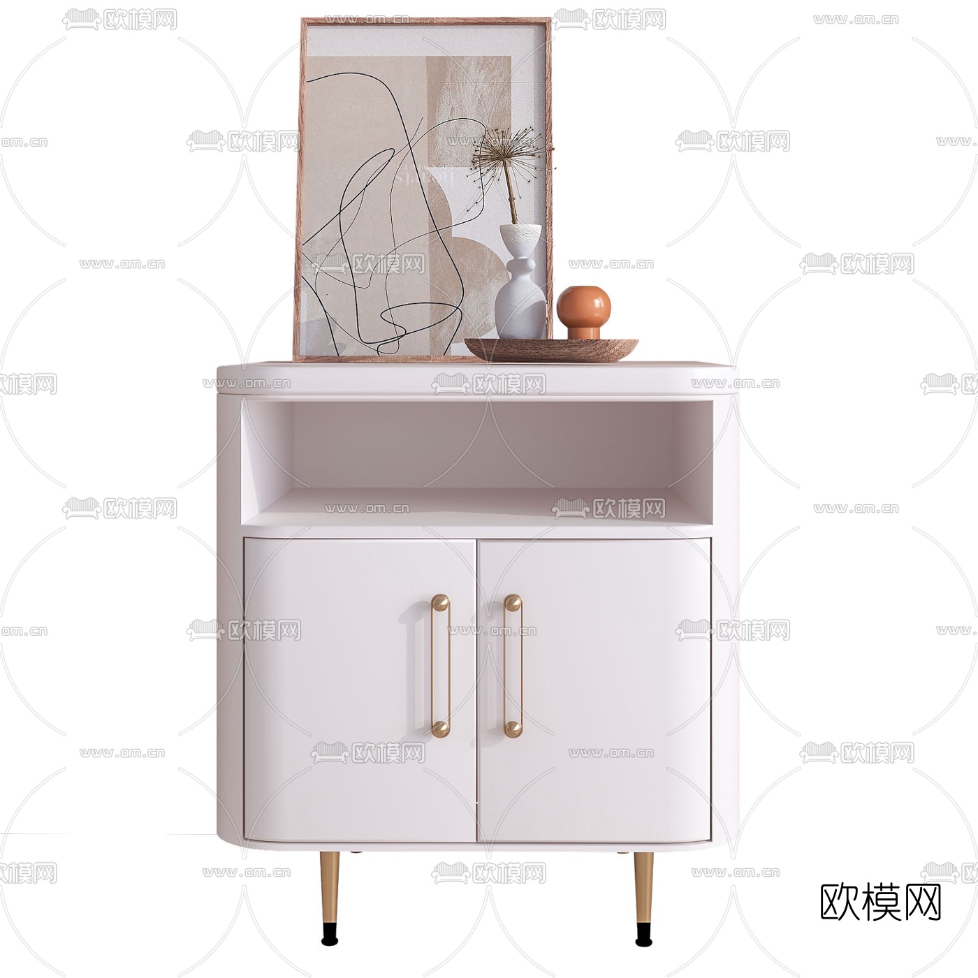 现代轻奢床头柜3d模型下载（渲染图3）