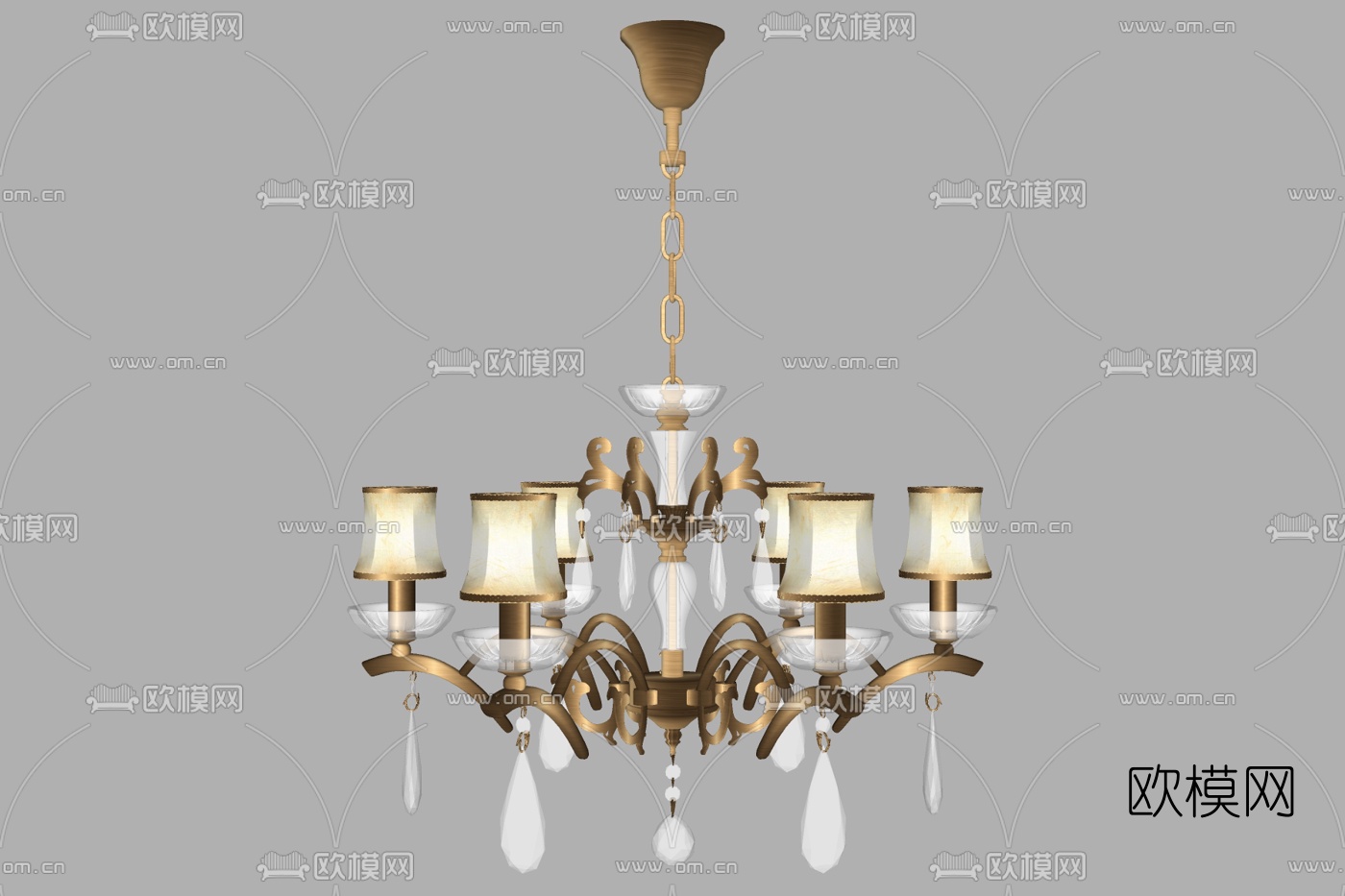 欧式多头吊灯su模型下载