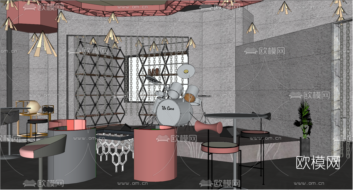 工业风网红清吧su模型下载（渲染图4）