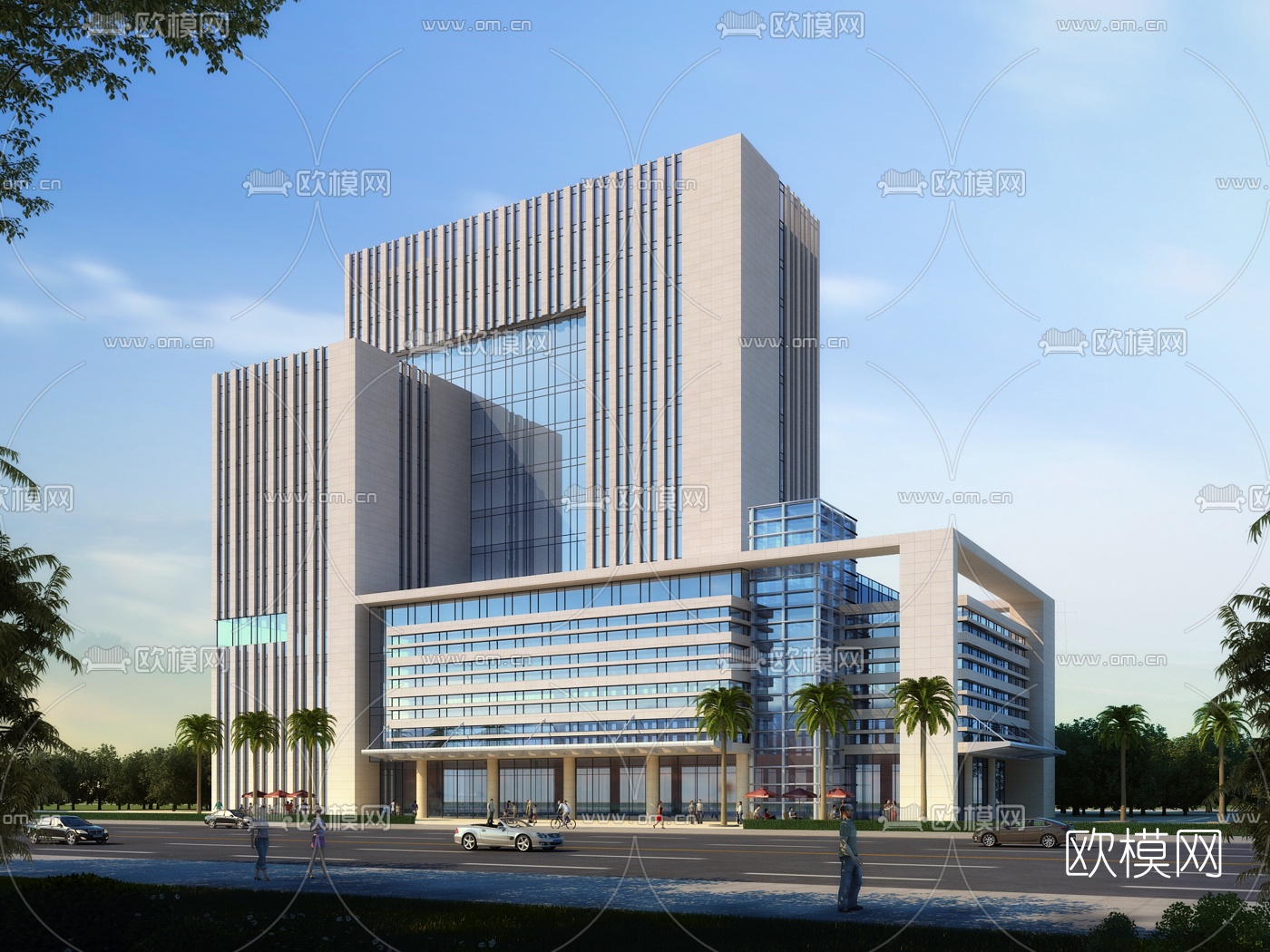 现代办公楼建筑外观3d模型