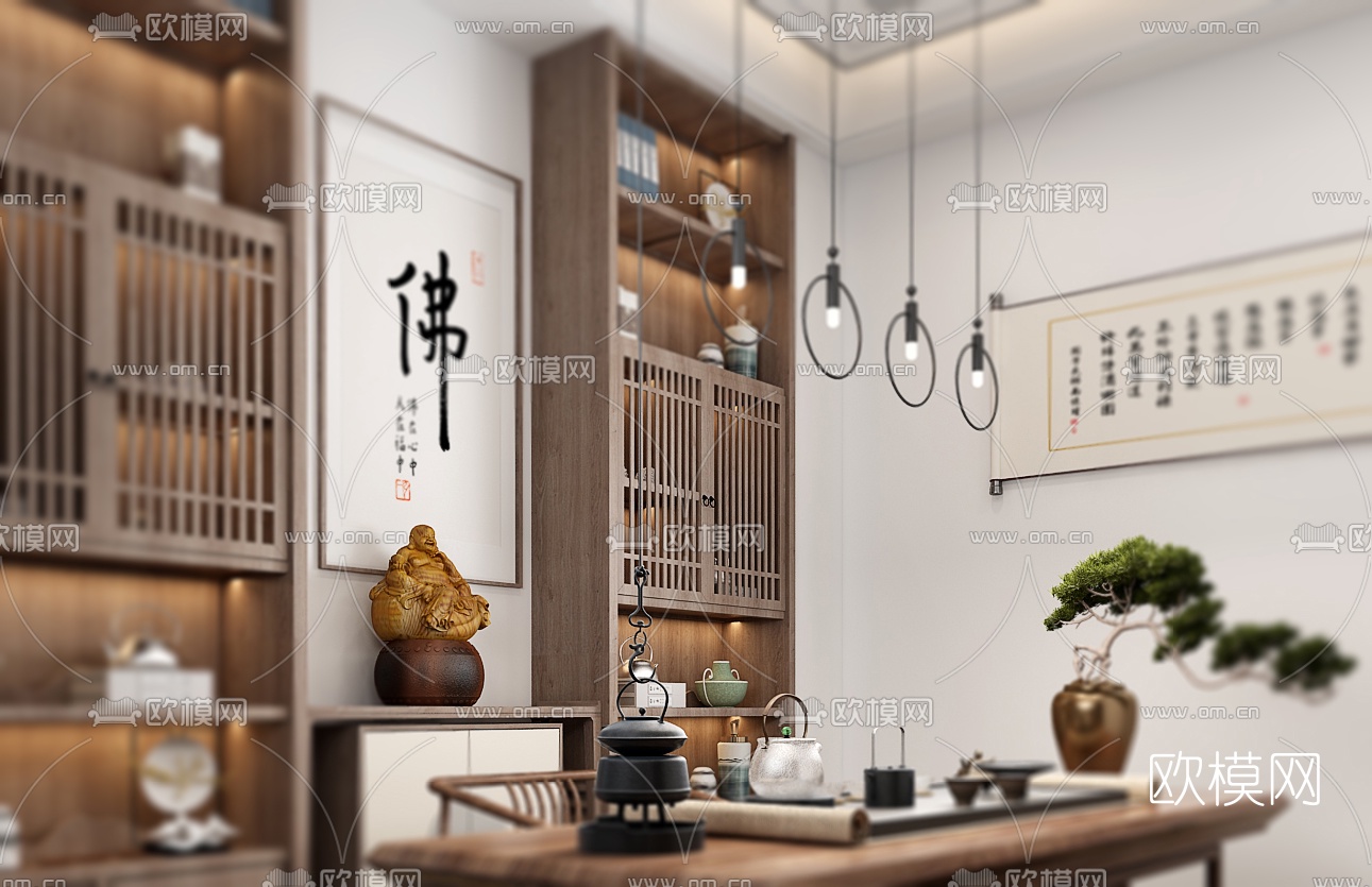 新中式茶室3d模型
