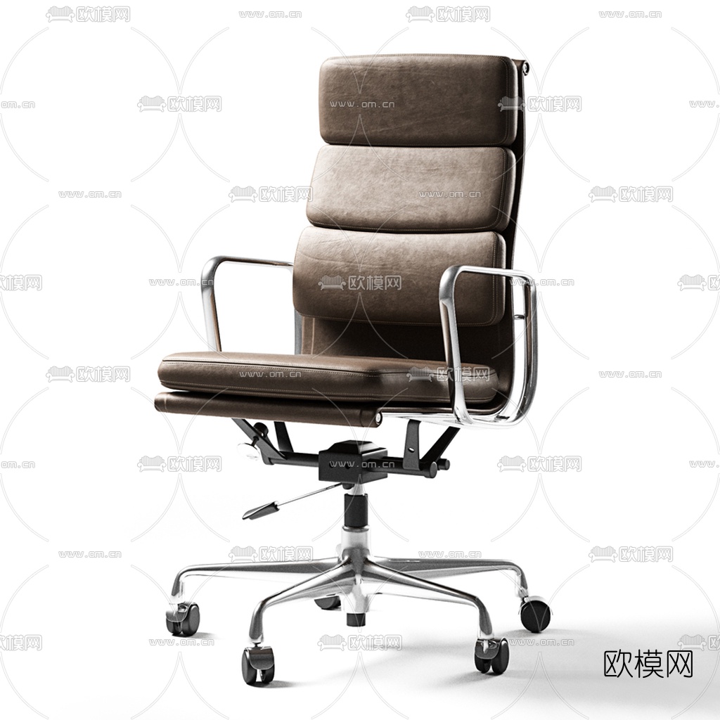 现代皮革高背办公椅3d模型