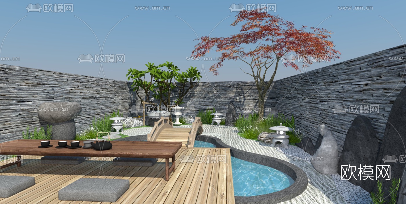 日式庭院景观su模型下载（渲染图2）