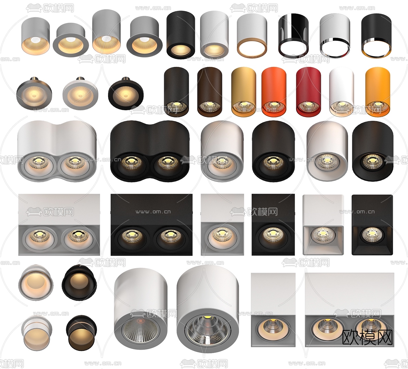 现代筒灯射灯3d模型下载