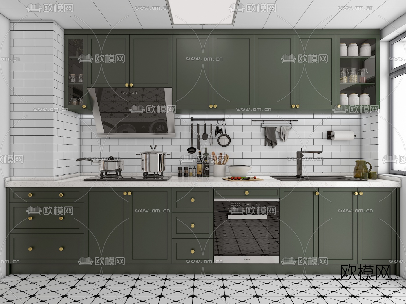 现代厨房橱柜3d模型下载