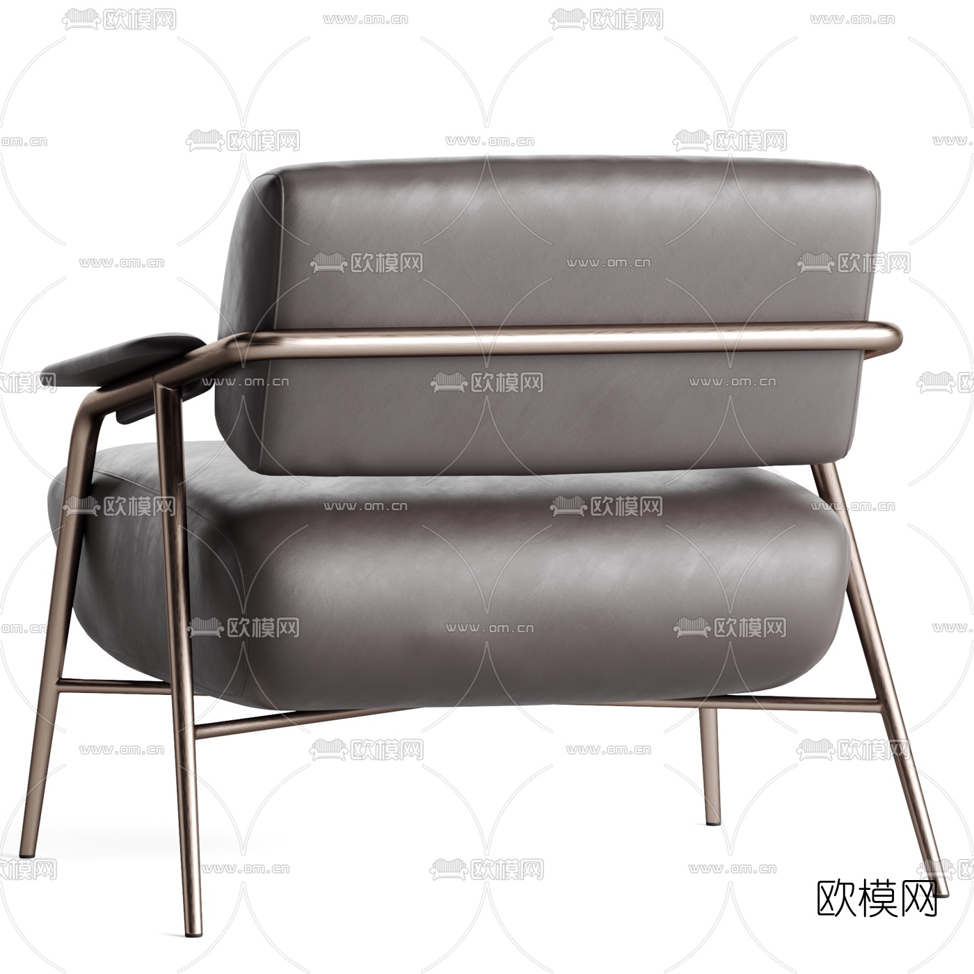 现代皮革沙发椅3d模型下载（渲染图2）