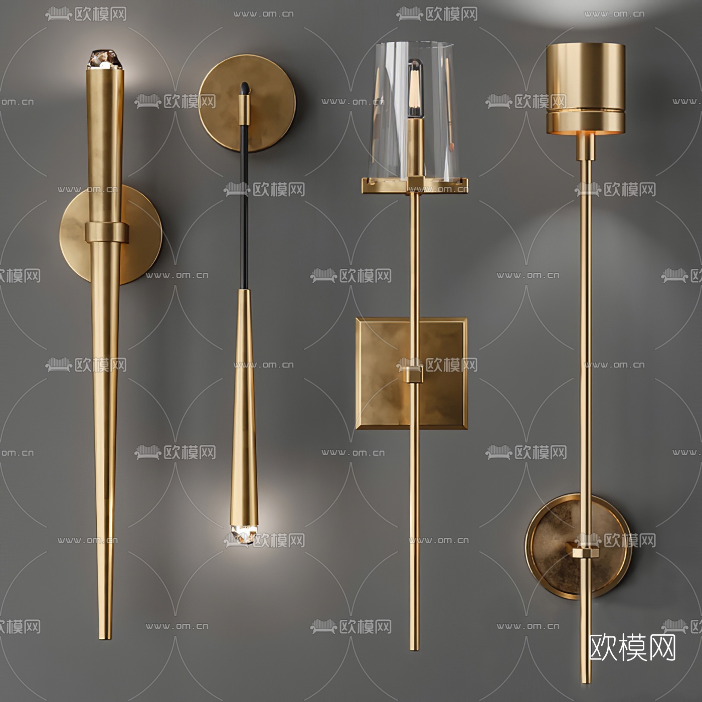 现代金属壁灯3d模型下载