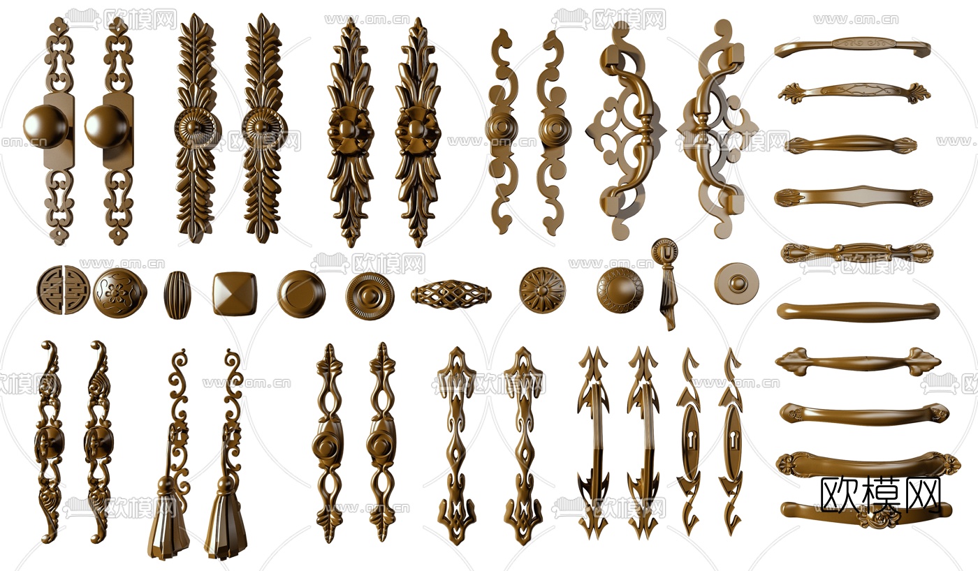 简欧金属柜门把手门拉手3d模型下载