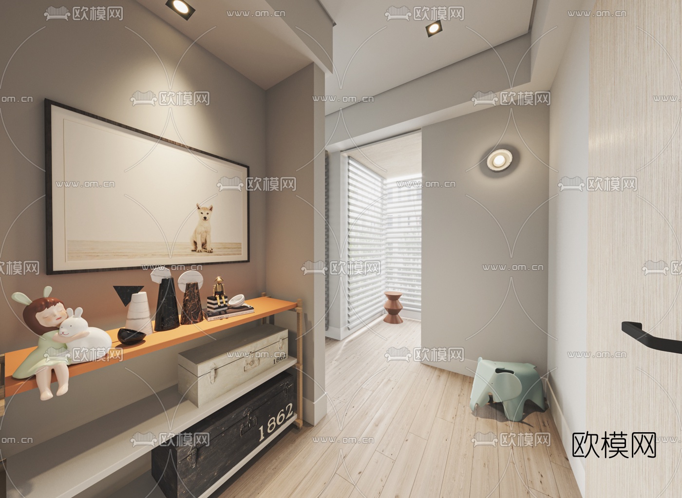 北欧卧室书房3d模型下载（渲染图4）