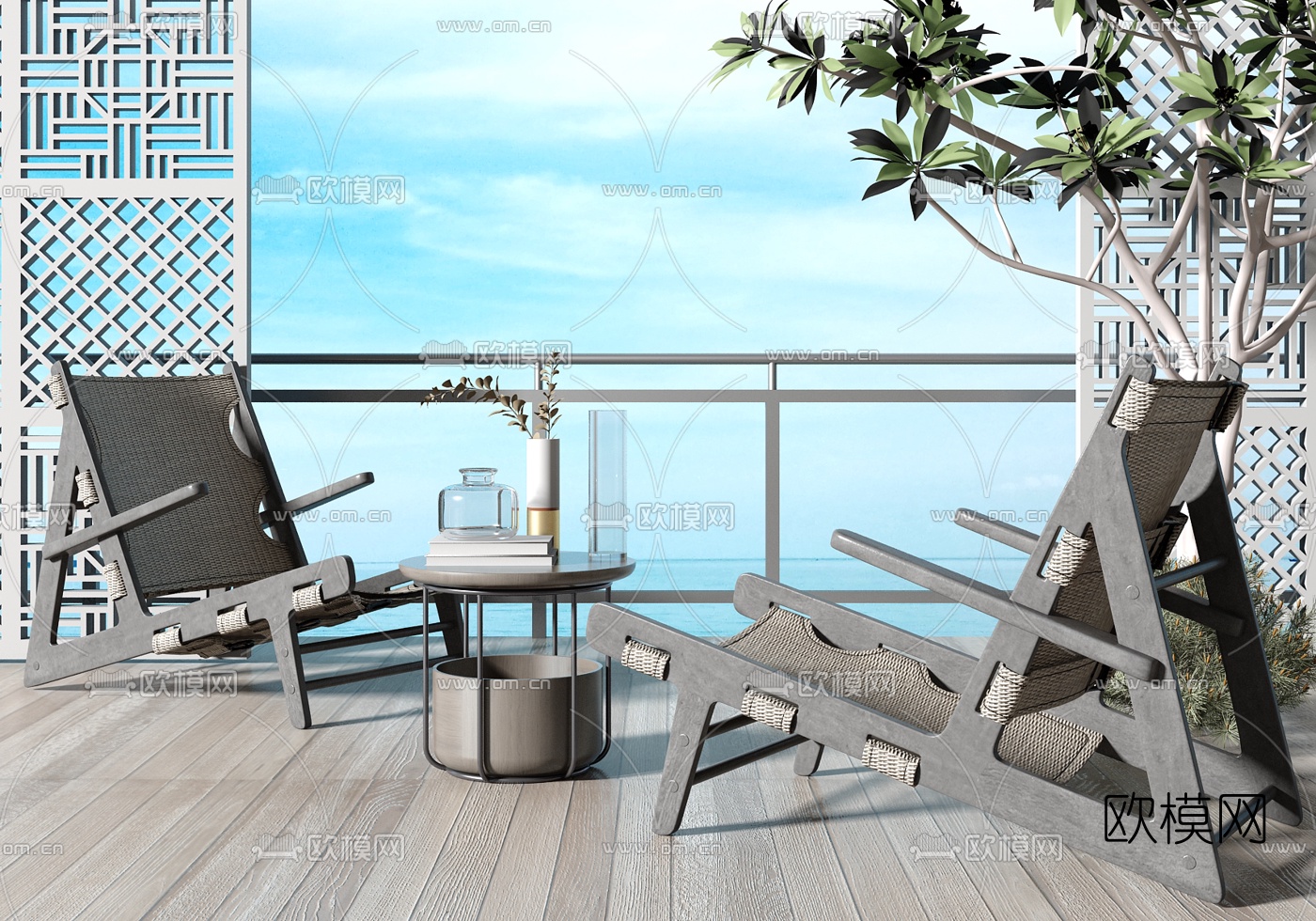 现代户外休闲藤椅3d模型下载